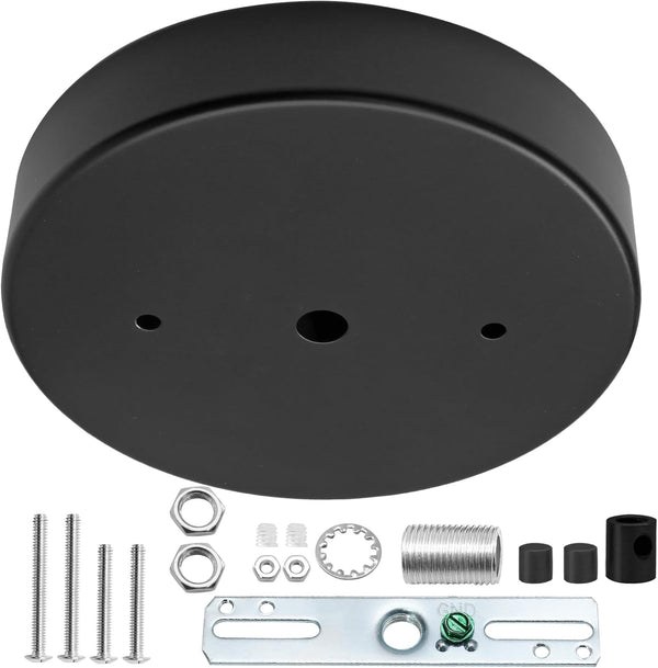 Kyuionty 5 Inch/ 13CM Light Ceiling Canopy Kit, Black Single Hole Chandelier Ceiling