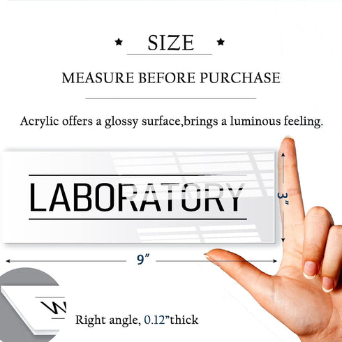 Laboratory Sign White 9x3 Inch - Indoor Self Adhesive Door Wall Sign with Minimalism Design