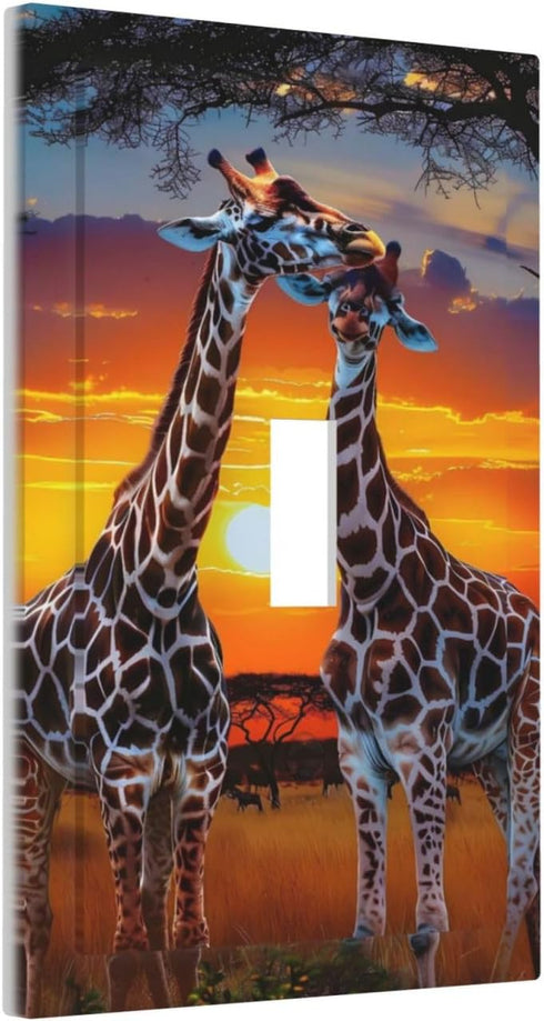 Ntyfur Sunset 1 3X5 Giraffe Savanna Wall Plate Gang Toggle Light Switch Cover Single Toggle Faceplate Decor