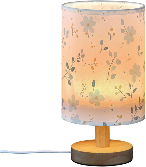 Generic Small Blue Flower Small Desk Lamp for Bedroom Nightstand Bedside Lamps with USB Table Lamp with Fabric Night