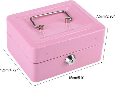 Safe Box with Key Lock, Portable Steel Fireproof Waterproof Cash Security Organizer for Travel Home Office Jewelry