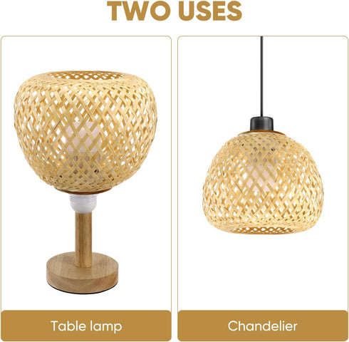 7.67X7.67X6.10In Healeved Woven Lamp Shade Rustic Rattan Pendant Light Cover Replacement Lampshade for Ceiling