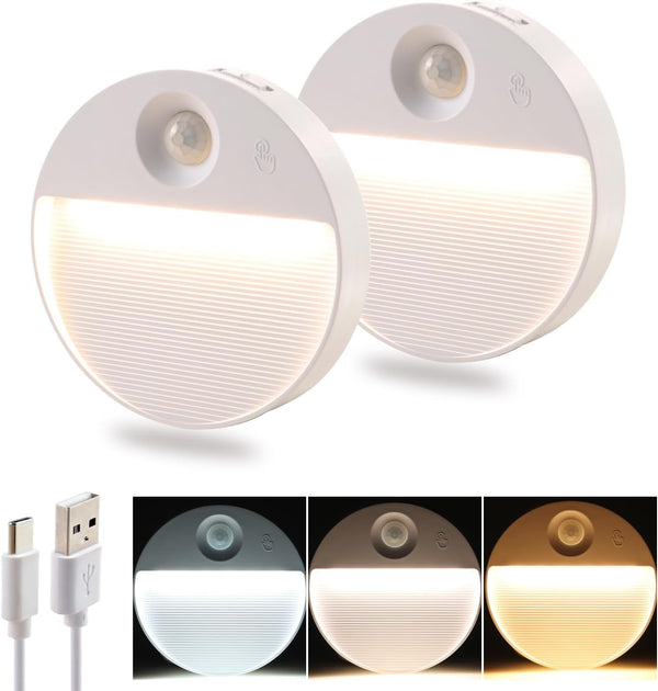DAMI Rechargeable Motion Sensor Night Light Indoor, 2 Pack - Dimmable LED