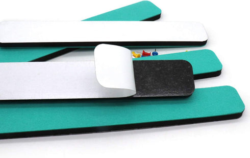 Felt Bulletin Board Bar Strip 0.5 Inch Thick, 13 Inch Length with 15 Pushpins, 5 Turquoise Self-Adhesive Bars