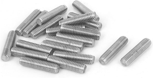 uxcell M6 x 25mm Fully Threaded 304 Stainless Steel Rod Bar Studs, Silver Tone, 20 Pcs