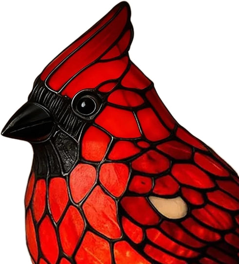 UDIYO (1) Cardinals Table Lamp Resin Red Bird Night Light for Bedside Living Room Christmas Decor Warm Glow Art Piece