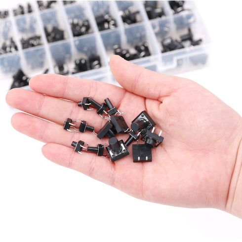 Hilitchi 250-Pcs 6 x 6mm 12 x 12mm Tactile Push Button Switch Micro Momentary Assortment Kit