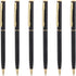 Unibene 6 Pack Slim Gold Ballpoint Pens - Matte Black and Gold Metallic, 1.0mm Medium Point with 6 Refills