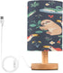 ALAZA Cute Sloth Bird Bedside Table Lamp with USB Port for Bedroom