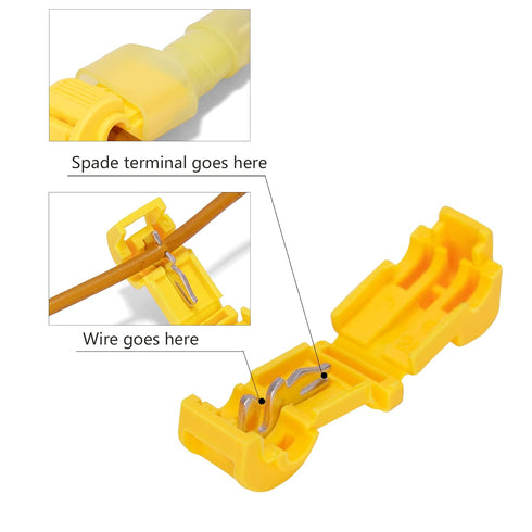 100 Pcs/50 Pairs T-Tap Wire Connectors, Ginsco Quick Splice Self-Stripping Electrical T-tap Terminals Kit