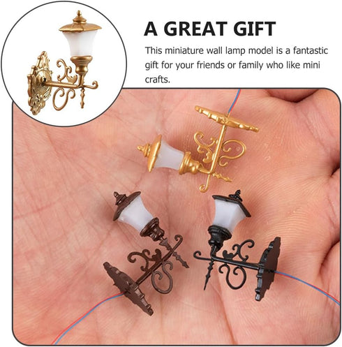4pcs 1: 12 Housoutil Dollhouse LED Wall Sconces, Scale Wall Lamp, Miniature Vintage Dollhouse Wall Lamp for DIY