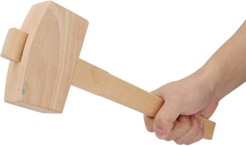 13.8'' Beech Wood Mallet, Manual Ice Hammer, Solid Carpenter Wooden Hammer for Woodworking