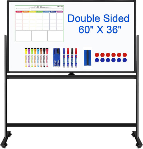 Large Rolling White Boards on Wheels 60 X 36 Inches Magnetic Dry Erase Board with Stand for Office Home
