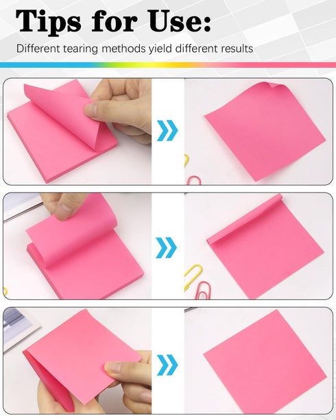 Sticky Notes 3x3 Inches, Self-Stick 48 Pads Bulk, 100 Sheets/Pad, 6 Bright Colors for Home, School, Office Use