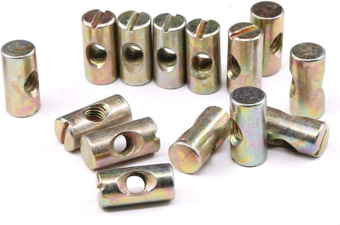 Hilitchi 20-Pcs M6 Pozidriv Slotted Barrel Nuts - Cross Dowels Slotted Nuts for Furniture, M6 x 20mm