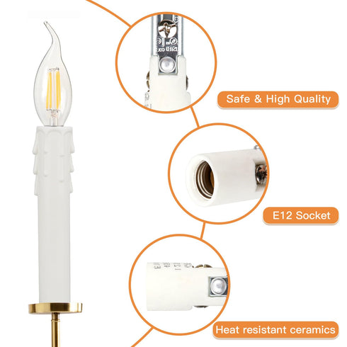 Helunsi 6 Sets E12 Chandelier Socket, Candelabra Socket Replacement, Adjustable Height Chandelier Light Socket