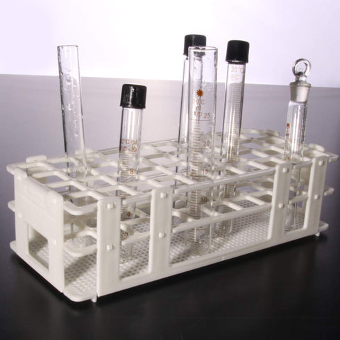 Plastic Test Tube Rack, Detachable Holder Storage Stand, Holds 60 for 16mm Dia. Tubes, White