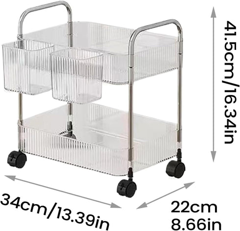 Generic 1 Rolling Cart, Acrylic Multi-Layer Design, Piece, Snack Trolley, Storage Cart, Lockable Wheels Style