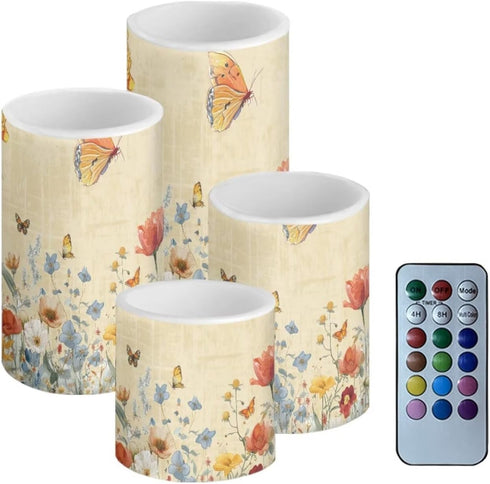 Cozeyat Hummingbird Set 4 Vine LED Candles of Battery Powered Flameless with Remote Control Timer Color Changing