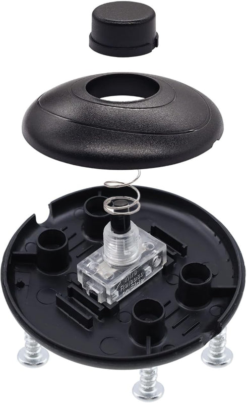 Lamp,Pack 6 Floor Lamp Foot Switch,Black Round Foot Pedal Switch,Step ON Off Spring Push Button for Control Floor