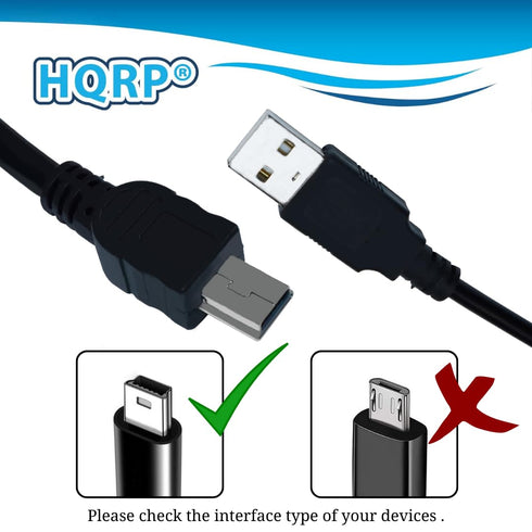 6ft P-208 HQRP Long USB to Mini USB Cable Compatible with Canon imagefor ULA Scan-tini Personal Document Scanner