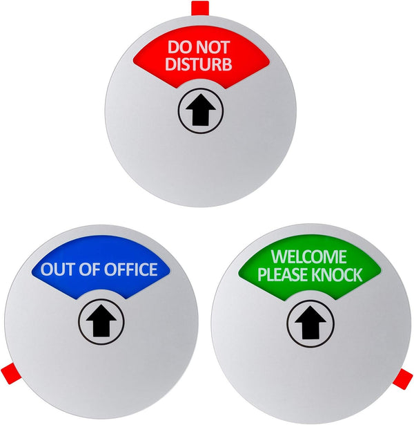 Kichwit Office Door Sign, Do Not Disturb, Out of Office, Welcome Please Knock, Privacy Sign, 5 Inch, Silver