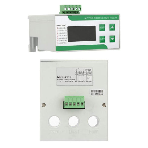MDB-201Z Motor Relay, Digital Electric Motor Protector with Three Reset Mode, Overload Phase Loss Protector