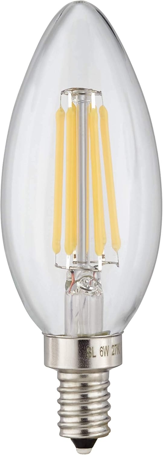 6 Watt E12 LED Filament Candelabra Light Bulb,dimmable (60W Incandescent Replacement) Warm