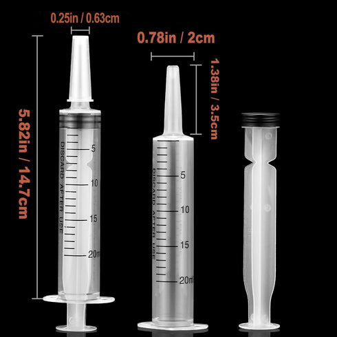 30 Pack 20ml Plastic Syringe for Scientific Labs, Measuring Liquids, Pets, Oil or Glue Applicator