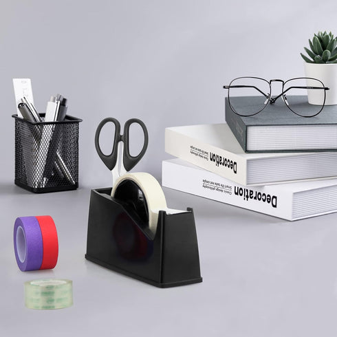 Heat Tape Dispenser - Masking Tape Holder Fits 1" and 3" Core, Desktop Tape Dispenser for Sublimation (Black)