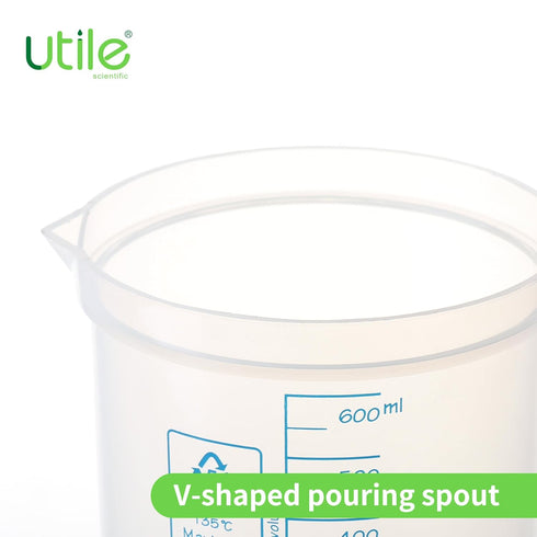 Utile 2 Pcs Plastic Beaker Set, 1000ml Measuring Beaker for Lab Science with Blue Printed Graduation, 4007.0281.2