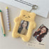 White Cartoon Plush Photocard Holder - Outdoor Girl Korean Style ID Card Cover, Protective Case for Student Badges