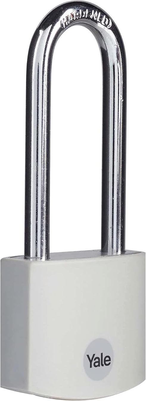 Yale 2.2 Inch Long Shackle Covered Aluminum Lock with 3 Keyed Alike Keys for Gym Locker, Fence, Toolbox, Storage (Grey)