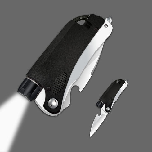 Led Mini Flashlight 6-in-1 Utility Folding Pocket Knife, Multi-Function Emergency Tool for Hiking, Camping