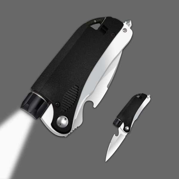 Led Mini Flashlight 6-in-1 Utility Folding Pocket Knife, Multi-Function Emergency Tool for Hiking, Camping