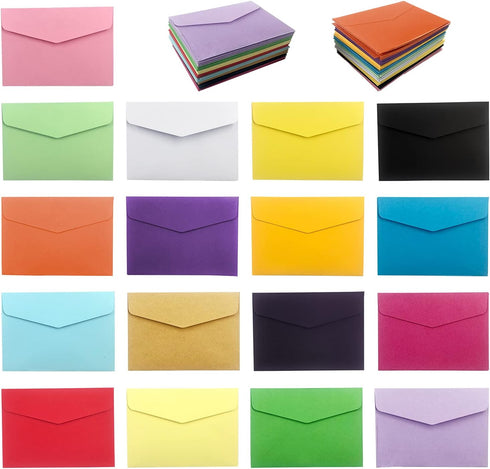 VANRA 170 Pack Mini Envelopes, 17 Assorted Colors, Gift Card Envelopes, Cardstock, 4.5x3.2 in