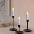 CVHOMEDECO. Set of 3 Flickering Taper Candles, LED Drip Flameless Candles, Battery Operated with Timer, White, 4-3/4