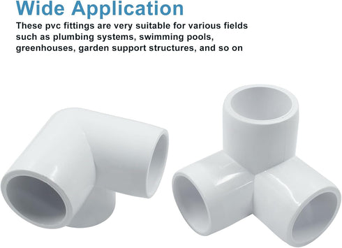Biaungdo 4 1/2" 3 Elbow Elbow Pcs PVC Pipe Fitting, Way Pipe Connector Furniture Grade Corner Fittings PVC Fitting