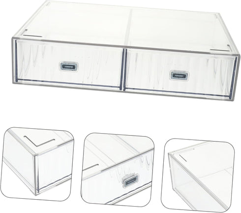 Small Plastic Storage Bin with Drawers, Stackable Organizer for Desk Accessories, Stationery, Office Supplies