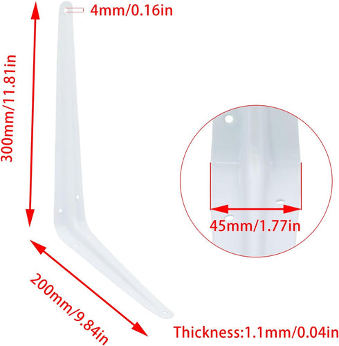 Mormchlots 24Pcs 12 10 Inch x White Shelf Brackets, Heavy-Duty Metal Steel Corner L Brackets for Shelves Shelf