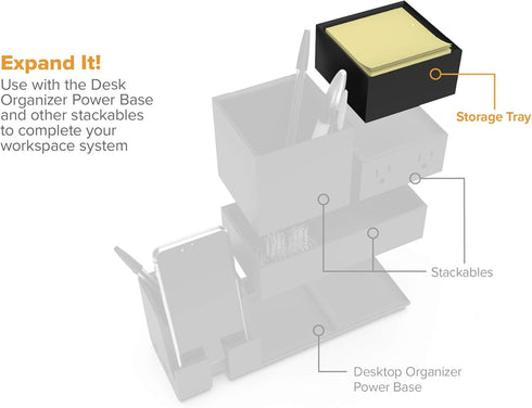 Bostitch Office Konnect Desk Organizer, Accessory Tray for Stacking Desktop Storage in Black