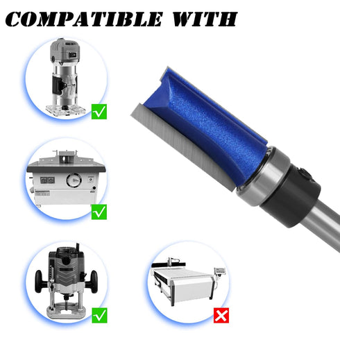 BENESOON 4PCS Set 1/4 Inch 1/2", 3/4", 1", 1-1/2" 1/2" Trimming Pattern Template Router Bit Shank, Cutting Depth, Dia