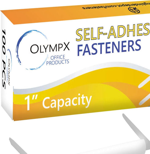 OLYMPX 100 Pcs Economy Self-Adhesive Prong Paper Fastener Bases, 1 Inch Capacity, 2.75 Inch Base for Paper File Clip