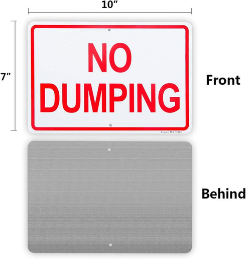 2 Pack No Dumping Sign, 10"x 7" .04" Aluminum Rust Free UV Protected Weatherproof Sign