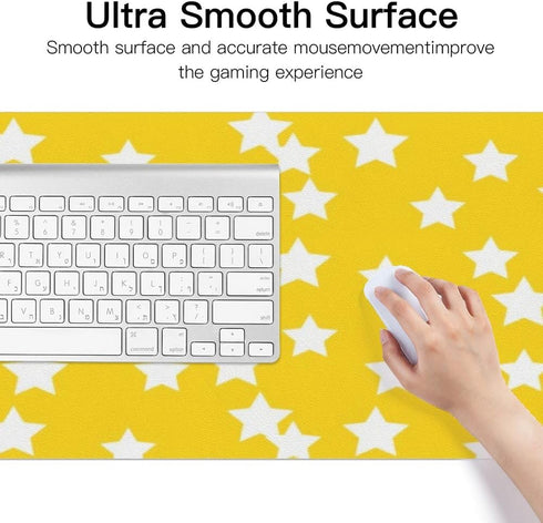 Generic 35. 4" 16. 5" White Stars Yellow Desk Mat Multifunctional Laptop Pad, Waterproof Dual Sided Desk Mat Heat