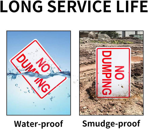 2 Pack No Dumping Sign, 10"x 7" .04" Aluminum Rust Free UV Protected Weatherproof Sign