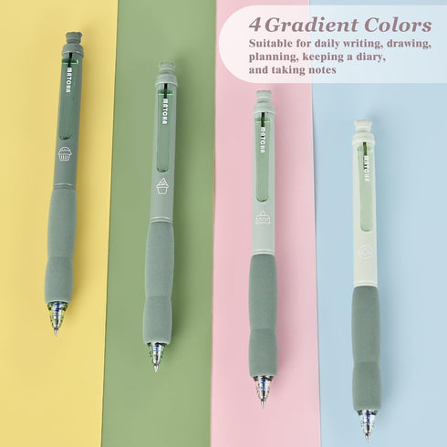 BAYTORY 8 Pcs Retractable Erasable Gel Pens, 4 Blue & 4 Black Ink 0.5mm Fine Point with Cute Eraser