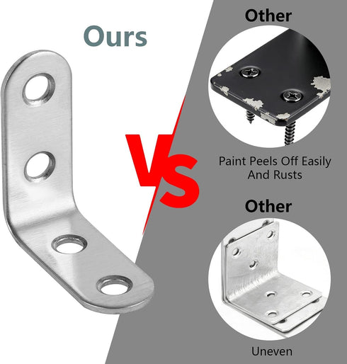 24 90 96 1.57 Inch Pcs L Bracket Stainless Steel Corner Brace, Degree Right Angle Shelf Brackets with Pcs Screws, L