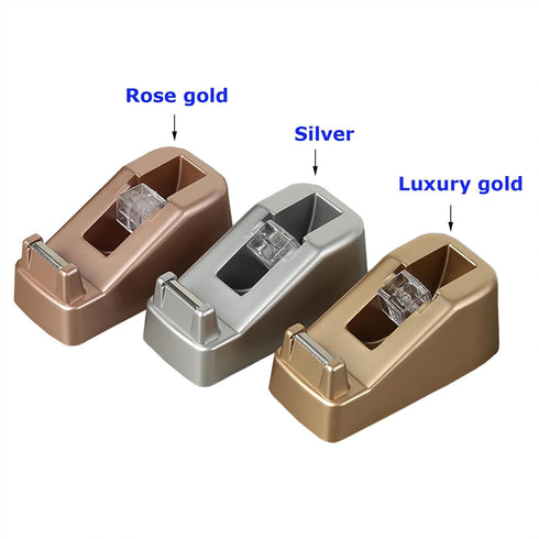 Small Desk Tape Dispenser, Heavy Duty Cute Desktop with Weighted Non-Skid Base for 1 Inch Core Tape, Luxury Gold