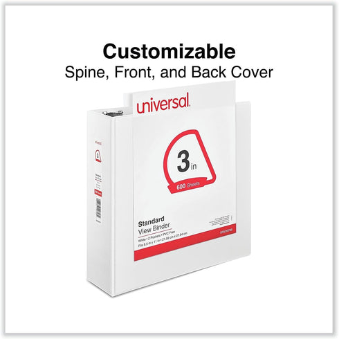 Universal 20748 White Slant-Ring Economy View Binder, 3-Inch Capacity